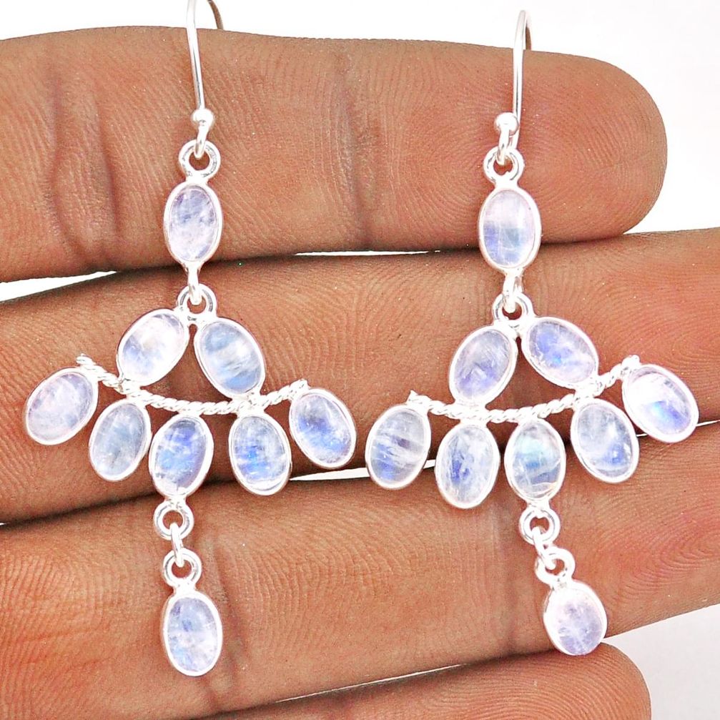 12.91cts natural rainbow moonstone 925 silver chandelier earrings jewelry t87392