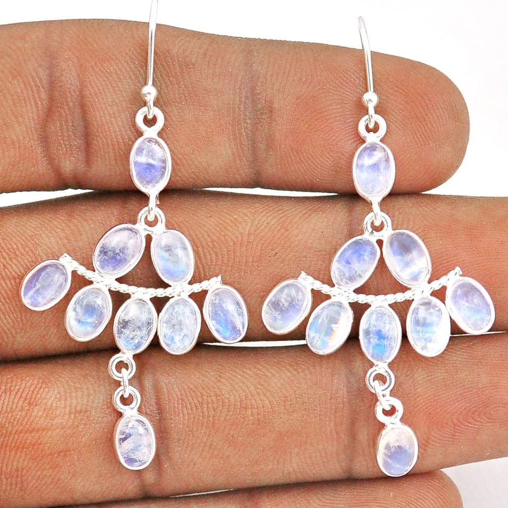 12.96cts natural rainbow moonstone 925 silver chandelier earrings jewelry t87393