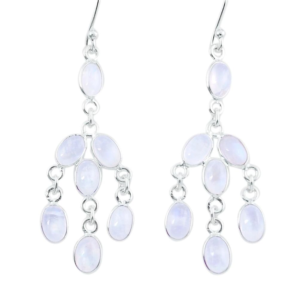 10.48cts natural rainbow moonstone 925 silver chandelier earrings jewelry y23436