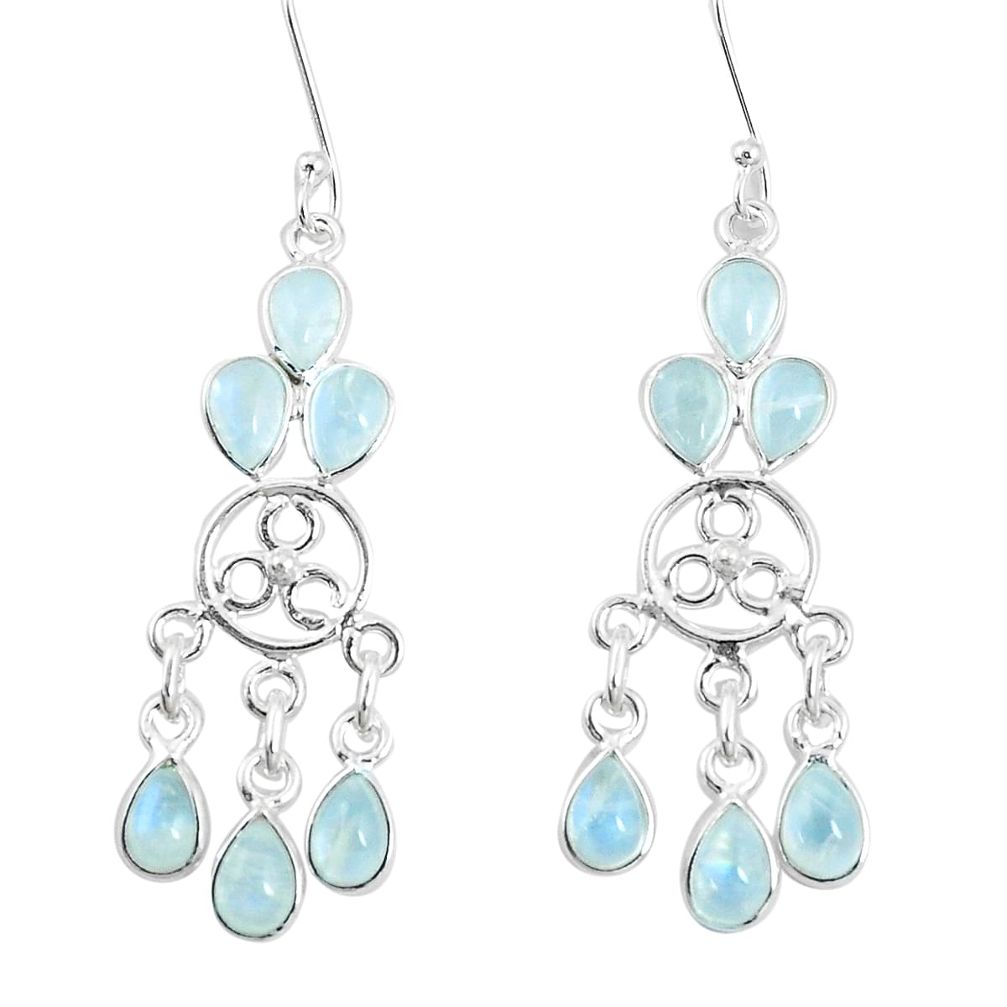 14.47cts natural rainbow moonstone 925 silver chandelier earrings p15359