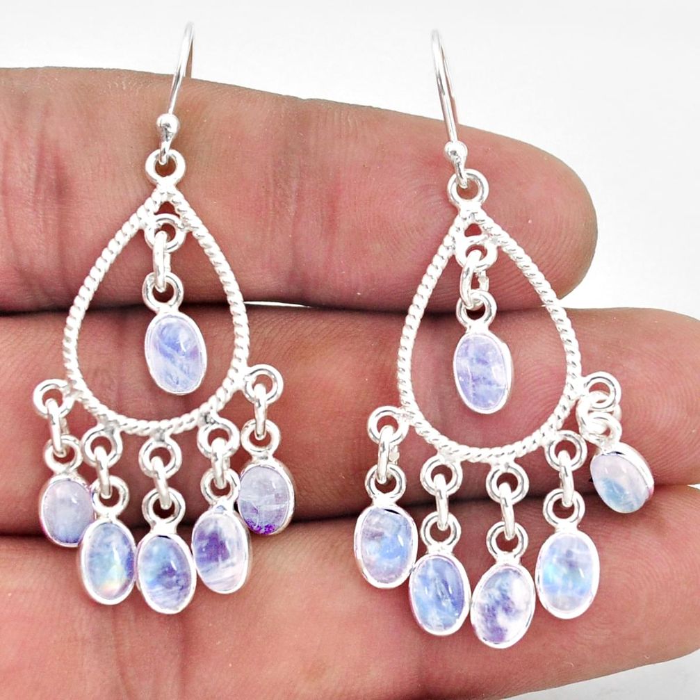 13.85cts natural rainbow moonstone 925 silver chandelier earrings r37356