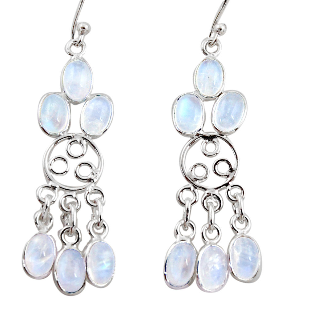 11.08cts natural rainbow moonstone 925 silver chandelier earrings r37415