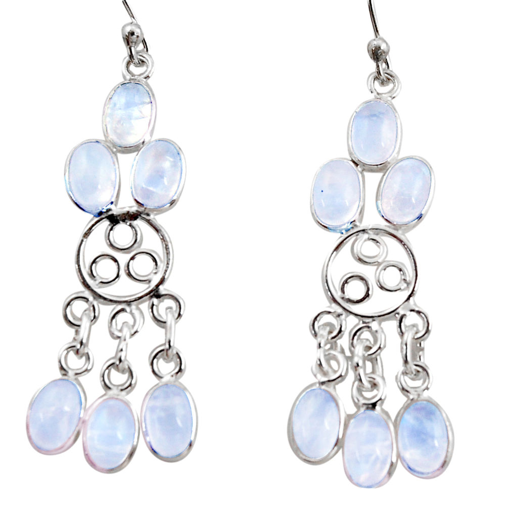 11.05cts natural rainbow moonstone 925 silver chandelier earrings r37416