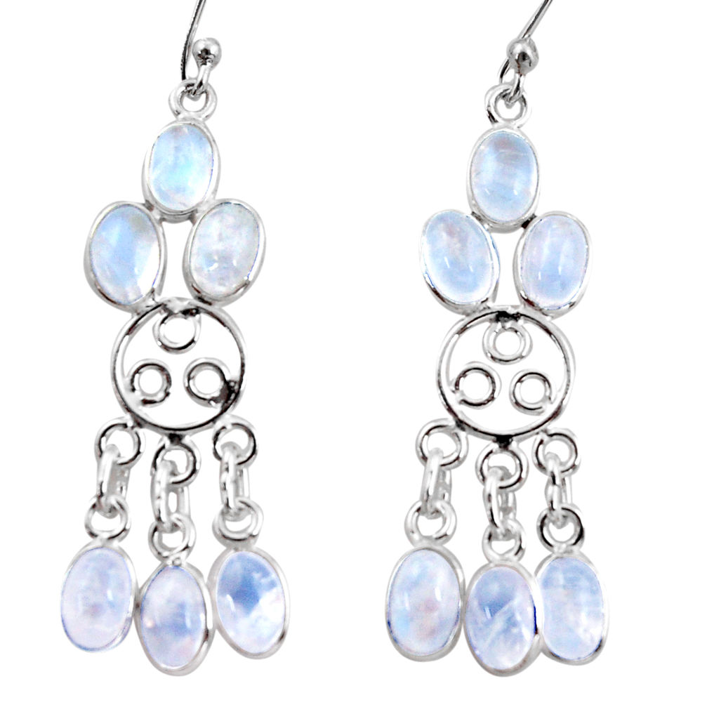 11.05cts natural rainbow moonstone 925 silver chandelier earrings r37417