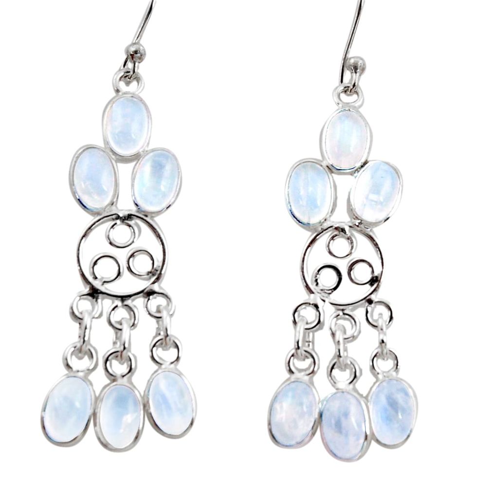 11.15cts natural rainbow moonstone 925 silver chandelier earrings r37420