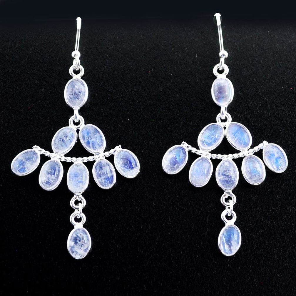 12.54cts natural rainbow moonstone 925 silver chandelier earrings t37406