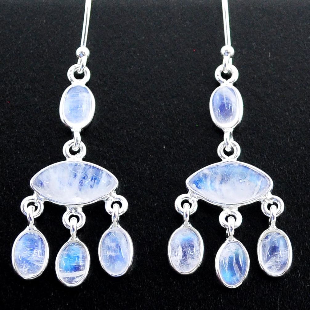 11.79cts natural rainbow moonstone 925 silver chandelier earrings t37418