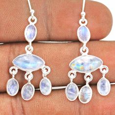 11.28cts natural rainbow moonstone 925 silver chandelier earrings t87421