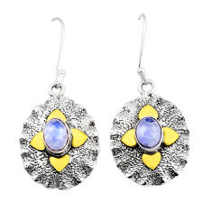3.42cts natural rainbow moonstone 925 silver gold dangle earrings jewelry n27919