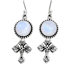 10.55cts natural rainbow moonstone 925 silver holy cross earrings jewelry y12297