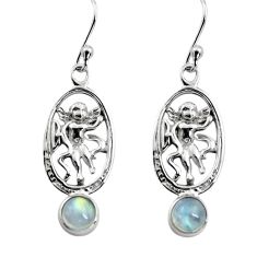 Clearance Sale- 1.91cts natural rainbow moonstone 925 sterling silver angel earrings p84955