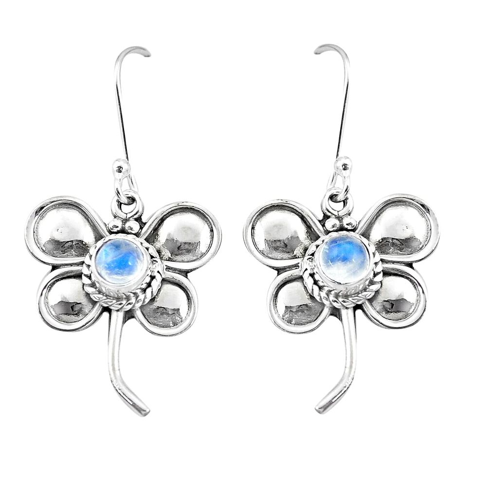 1.88cts natural rainbow moonstone 925 sterling silver butterfly earrings p5879