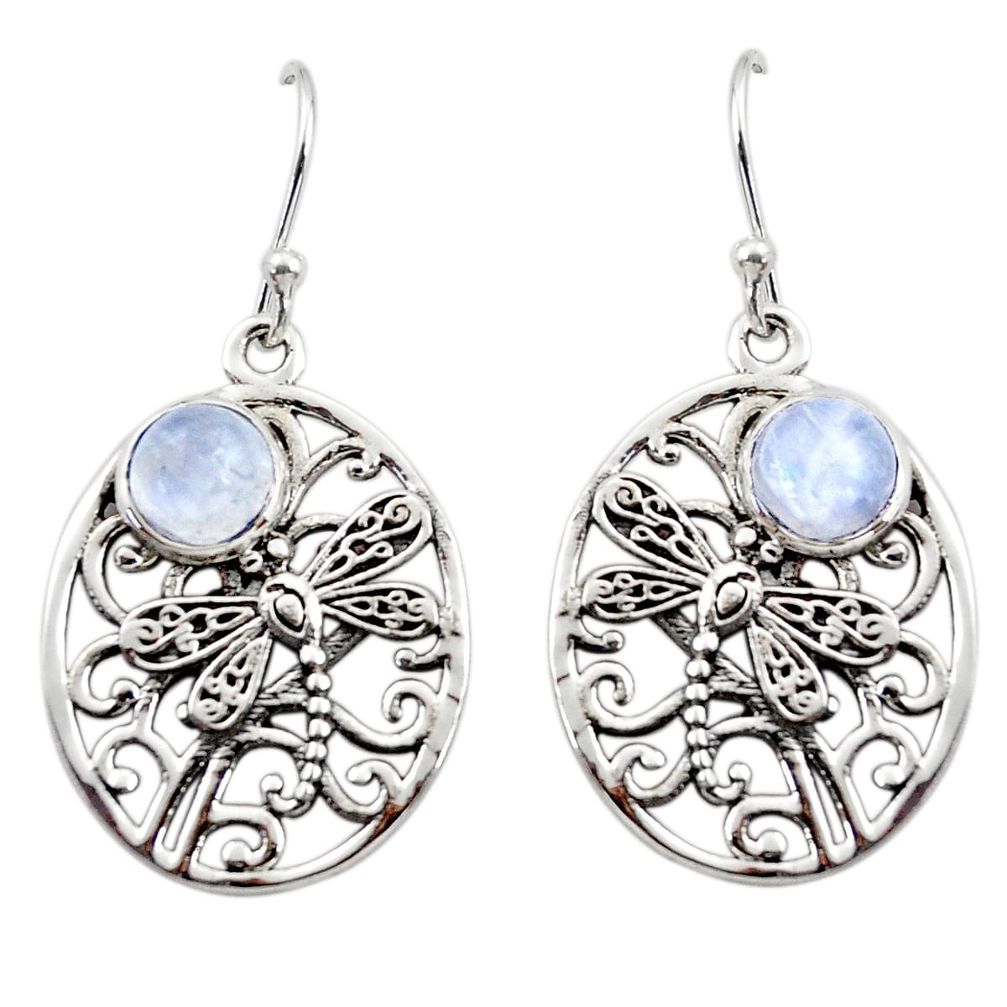 2.71cts natural rainbow moonstone 925 sterling silver butterfly earrings r44971