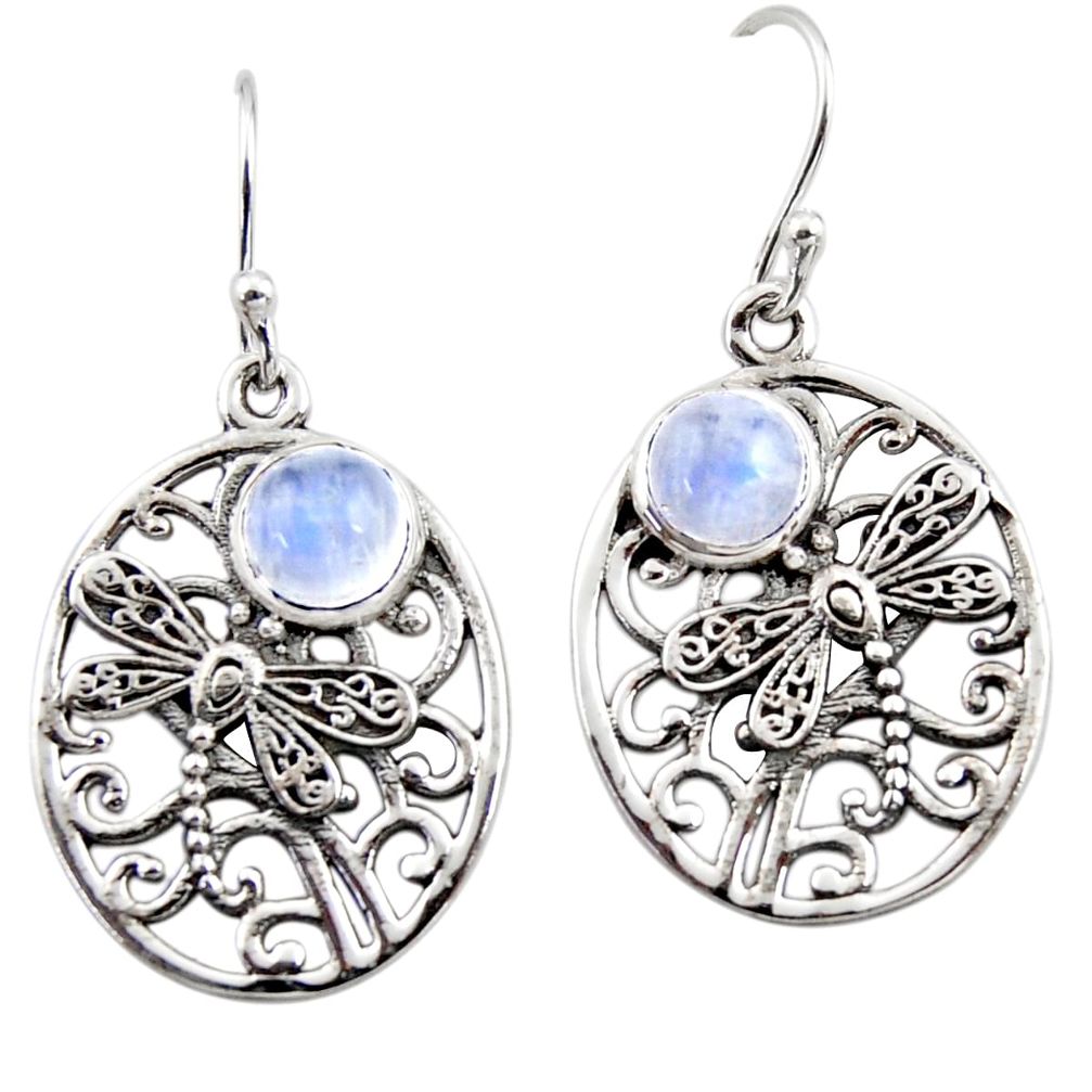 2.68cts natural rainbow moonstone 925 sterling silver butterfly earrings r44972