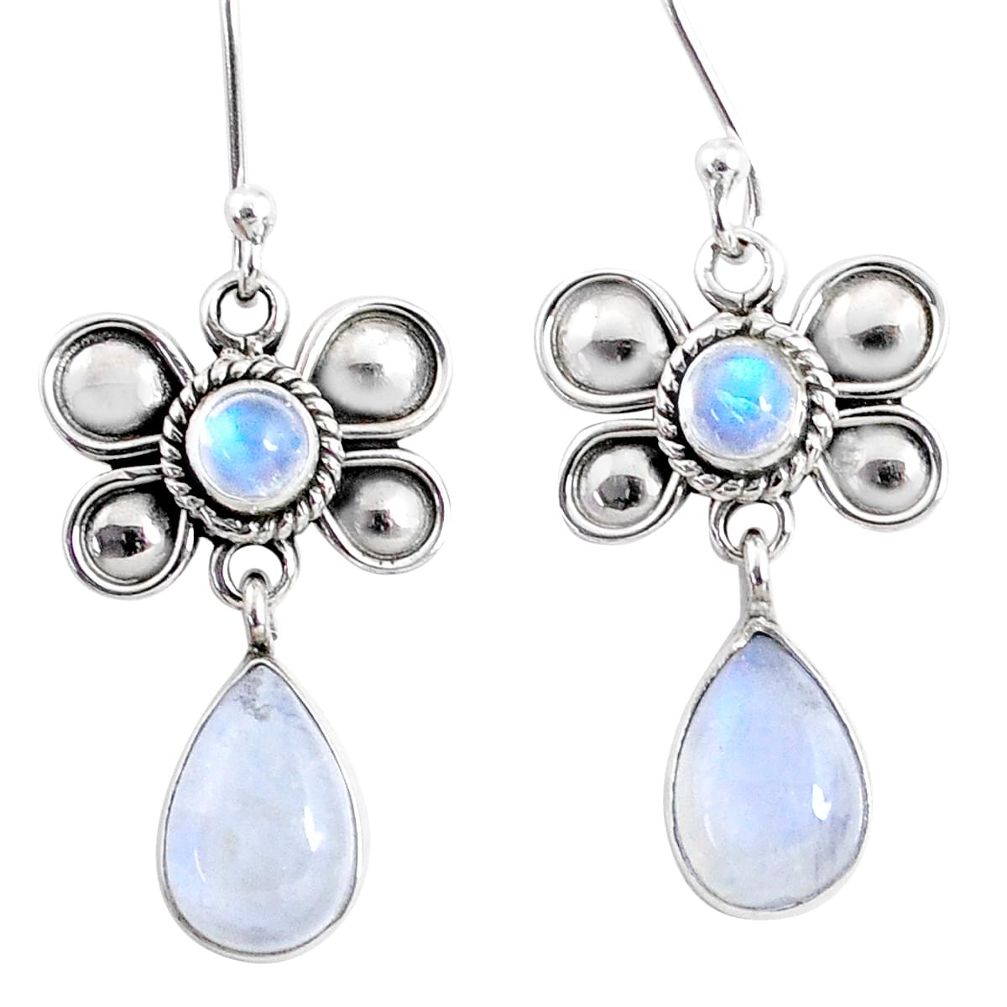 9.18cts natural rainbow moonstone 925 sterling silver butterfly earrings r66581