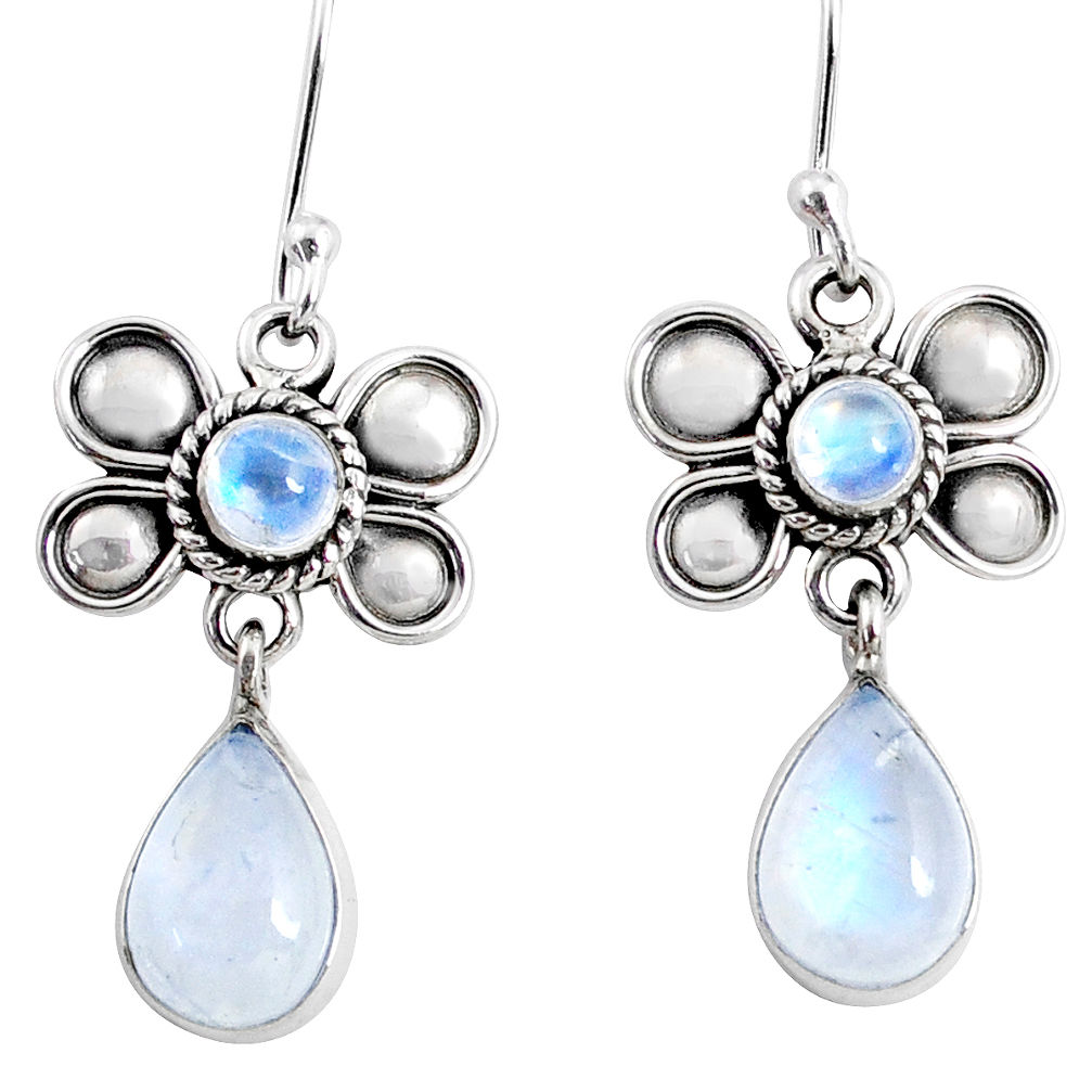 9.49cts natural rainbow moonstone 925 sterling silver butterfly earrings r66583