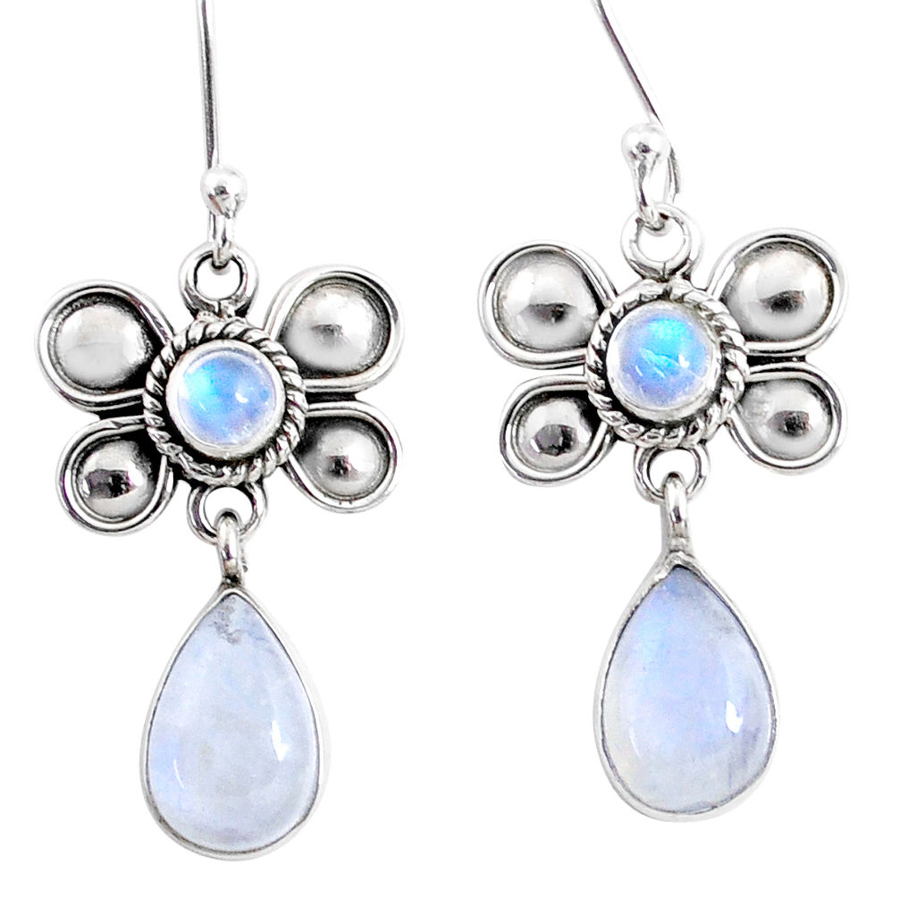 9.16cts natural rainbow moonstone 925 sterling silver butterfly earrings r66584