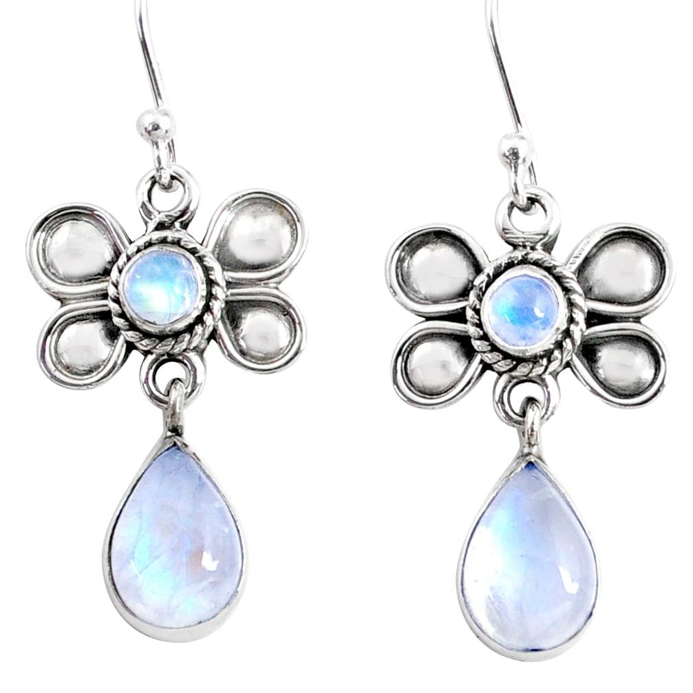 9.61cts natural rainbow moonstone 925 sterling silver butterfly earrings r66586