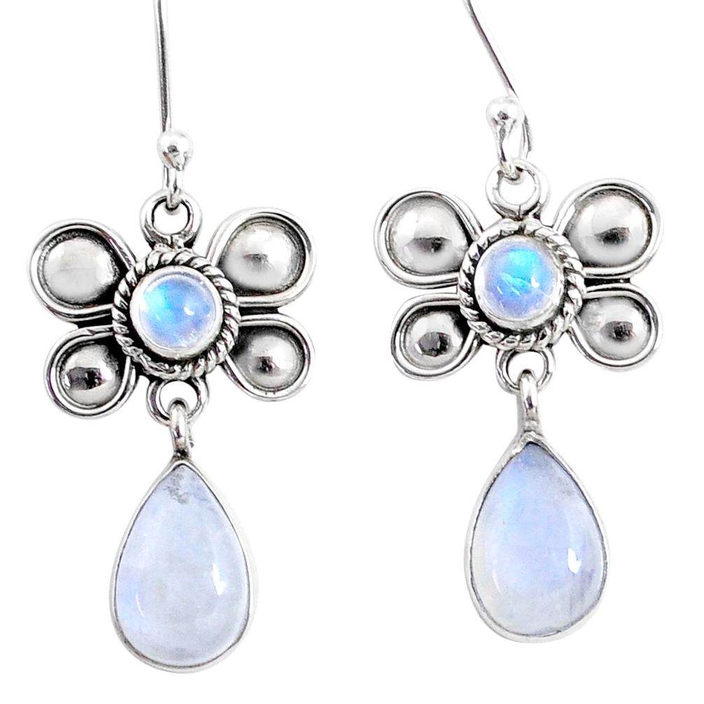 9.53cts natural rainbow moonstone 925 sterling silver butterfly earrings r66587