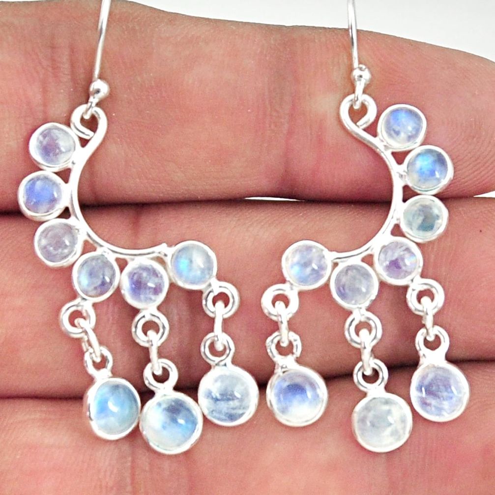 9.16cts natural rainbow moonstone 925 sterling silver chandelier earrings r33497