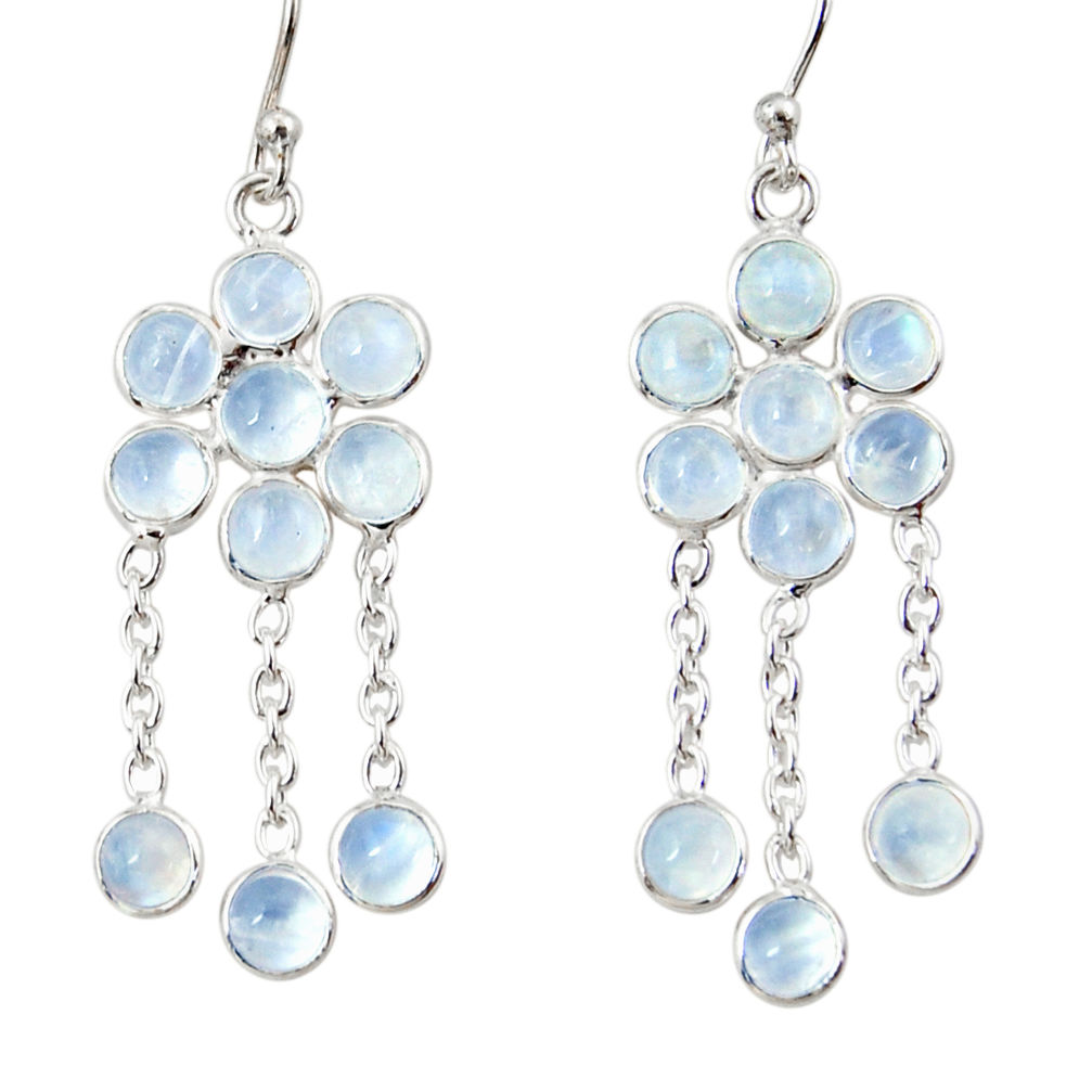 9.72cts natural rainbow moonstone 925 sterling silver chandelier earrings r33509