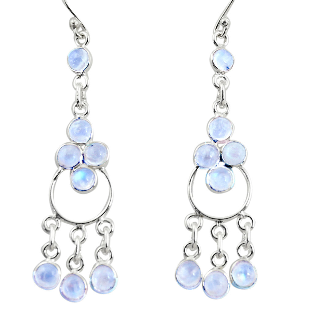 9.16cts natural rainbow moonstone 925 sterling silver chandelier earrings r35672