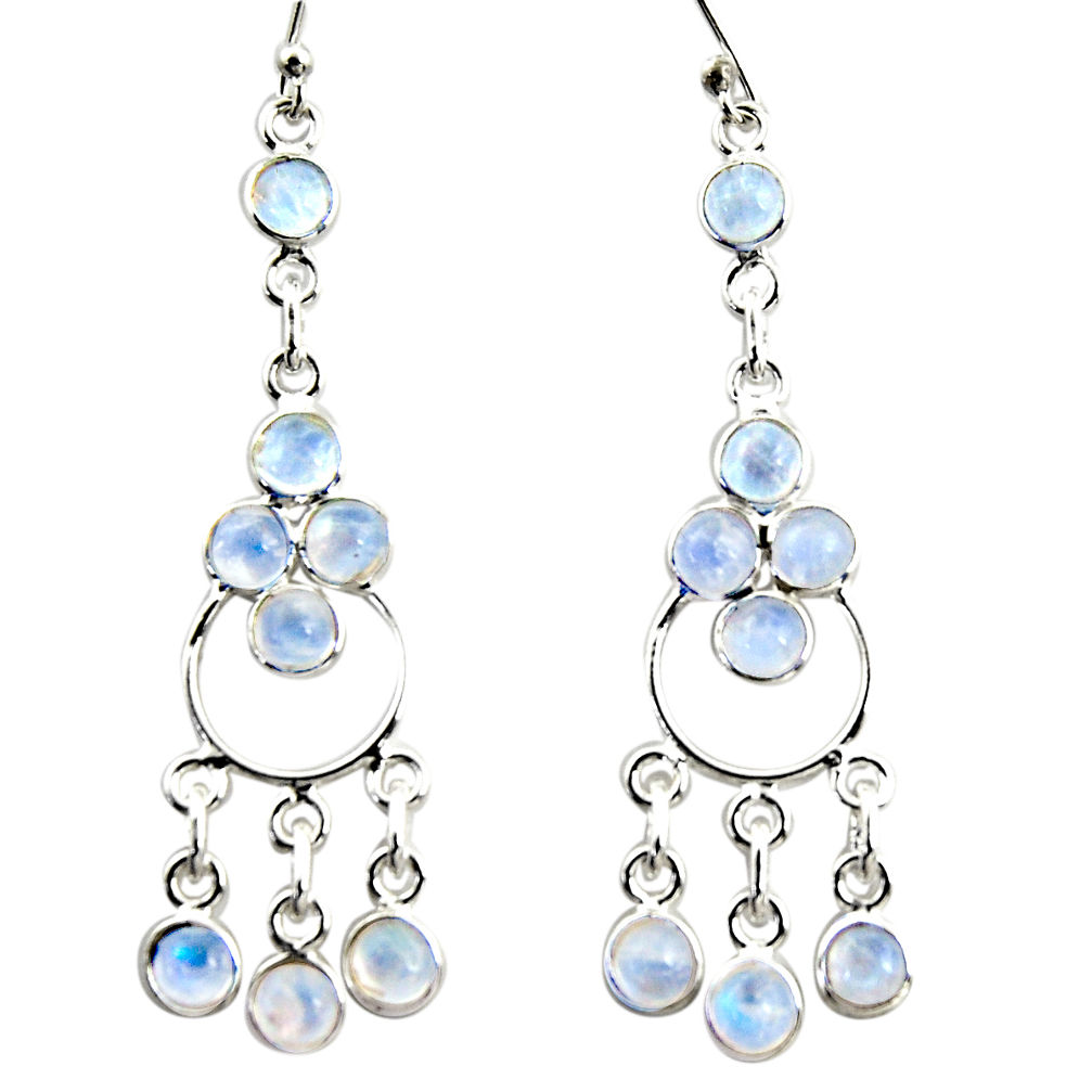 8.89cts natural rainbow moonstone 925 sterling silver chandelier earrings r35673