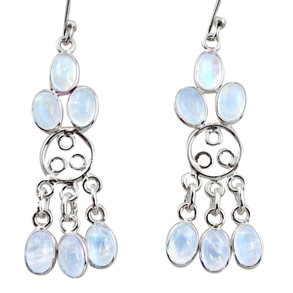 9.57cts natural rainbow moonstone 925 sterling silver chandelier earrings r37419