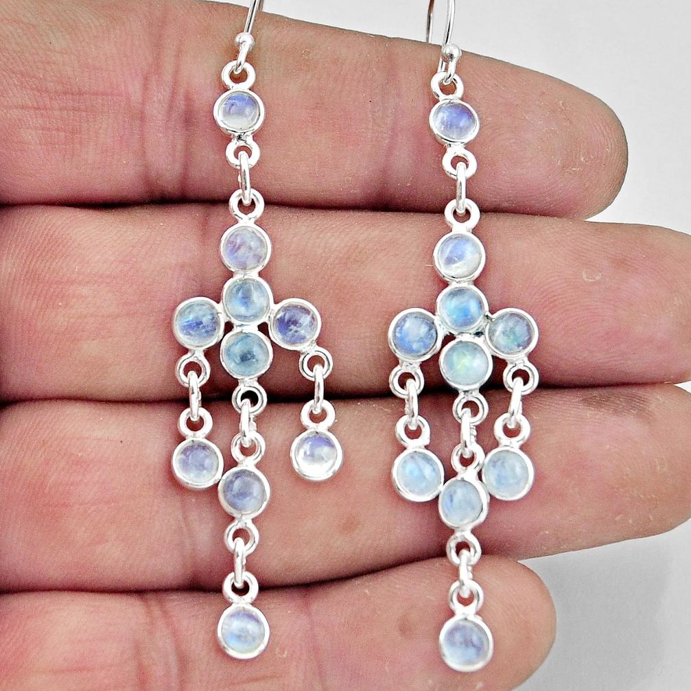 8.60cts natural rainbow moonstone 925 sterling silver chandelier earrings r45050
