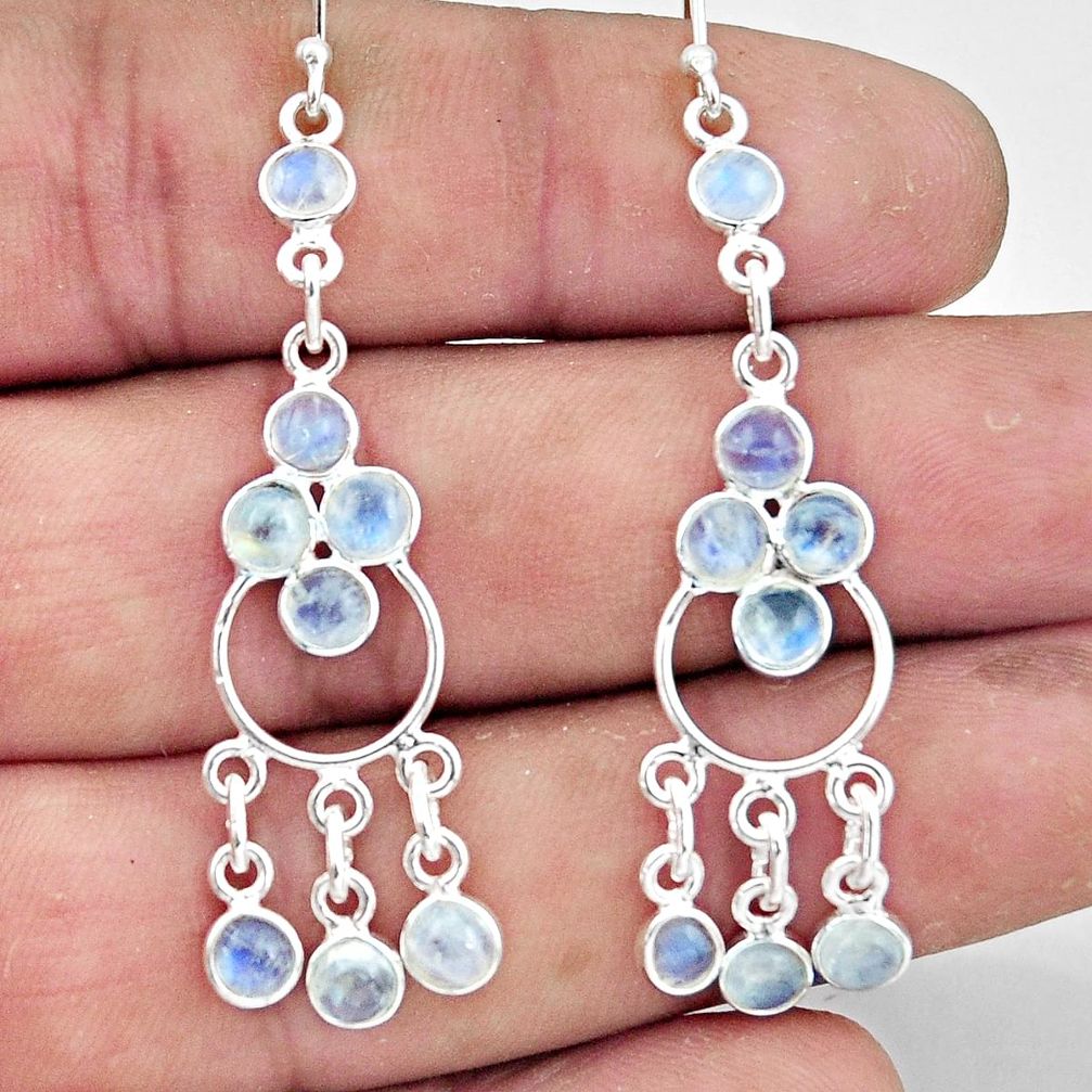 7.50cts natural rainbow moonstone 925 sterling silver chandelier earrings r45051
