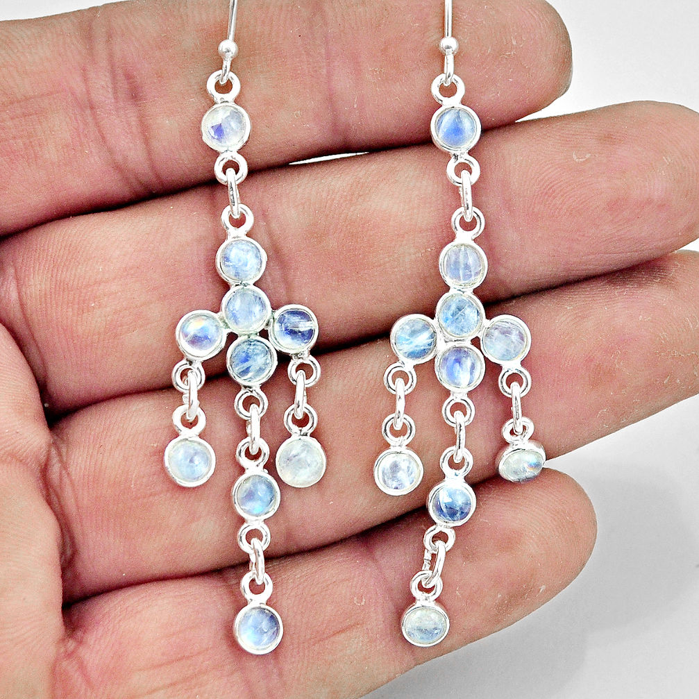 8.65cts natural rainbow moonstone 925 sterling silver chandelier earrings r45053