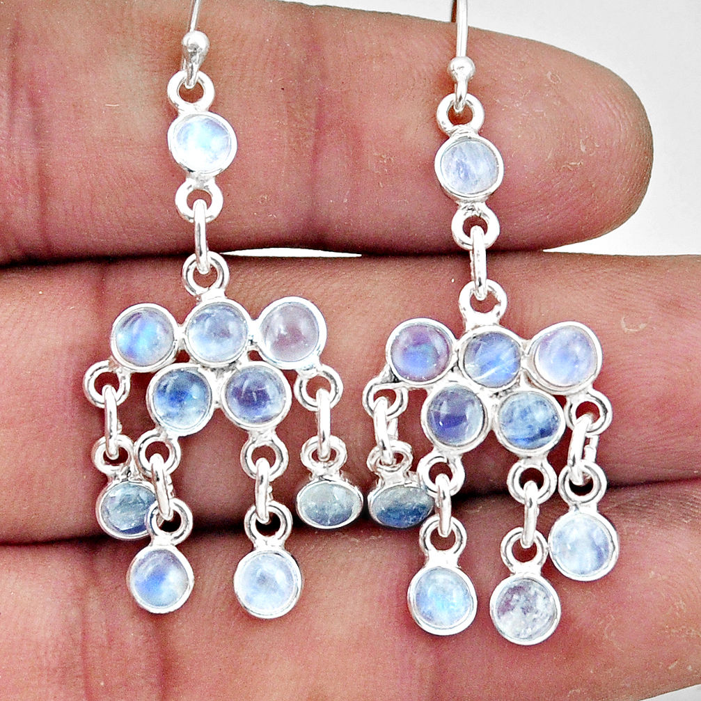 8.62cts natural rainbow moonstone 925 sterling silver chandelier earrings r45054