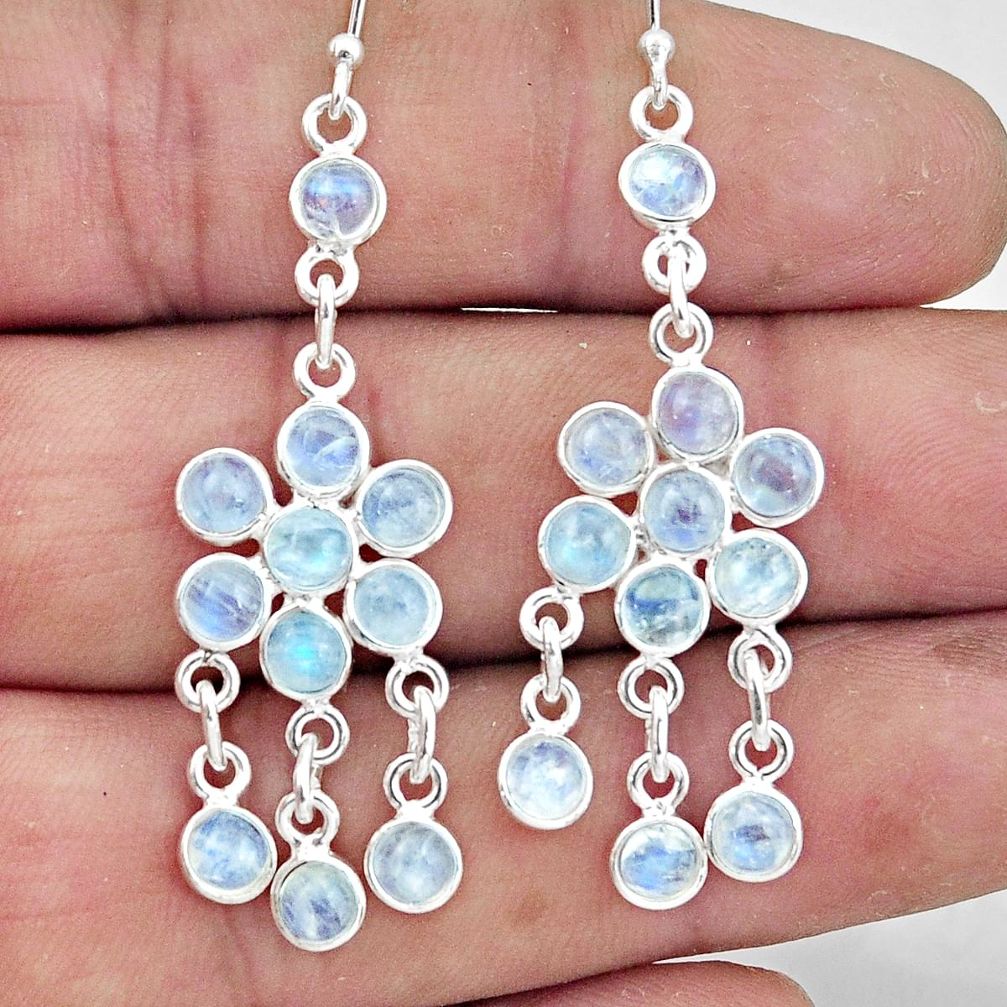 8.52cts natural rainbow moonstone 925 sterling silver chandelier earrings r45057