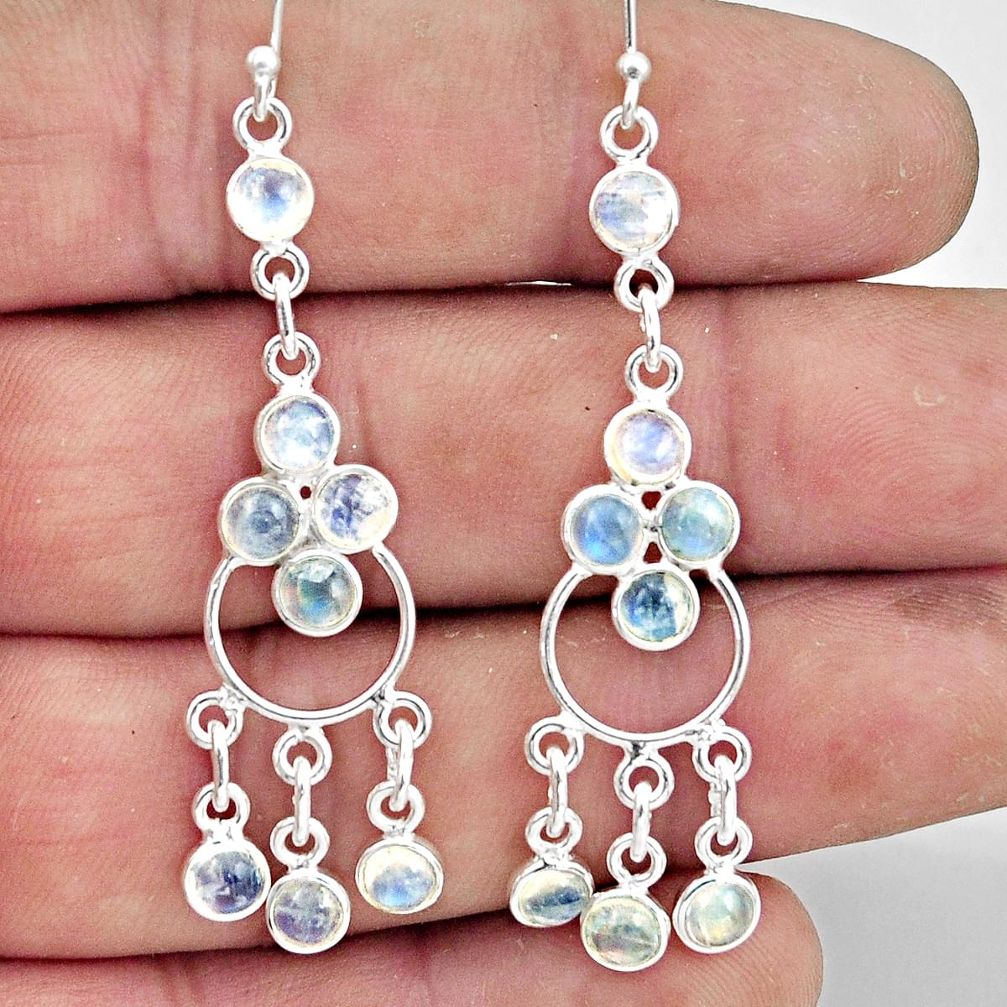 7.75cts natural rainbow moonstone 925 sterling silver chandelier earrings r45059