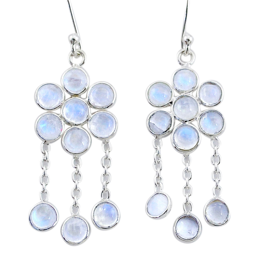 9.72cts natural rainbow moonstone 925 sterling silver chandelier earrings t4657