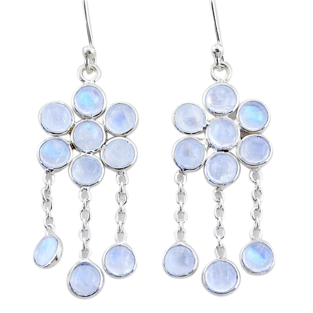 10.14cts natural rainbow moonstone 925 sterling silver chandelier earrings t4658