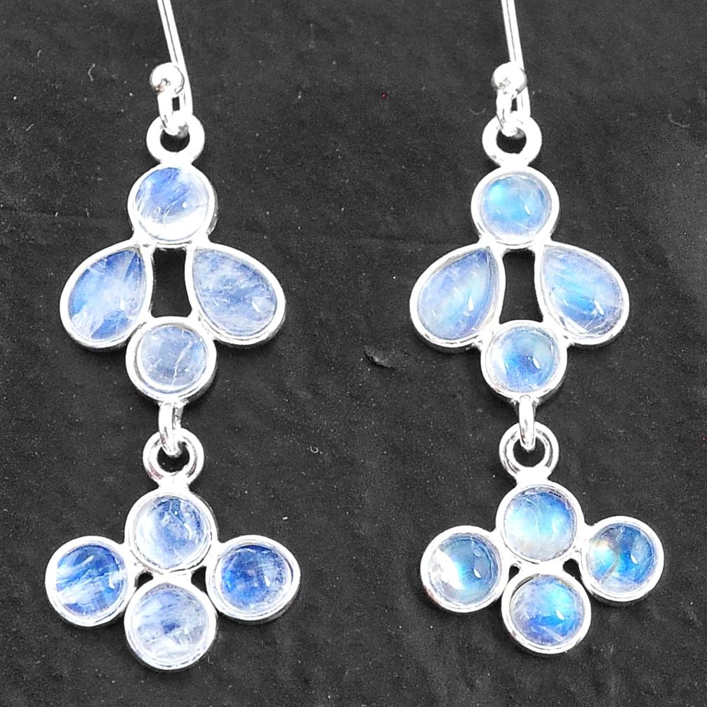 7.01cts natural rainbow moonstone 925 sterling silver chandelier earrings t4819