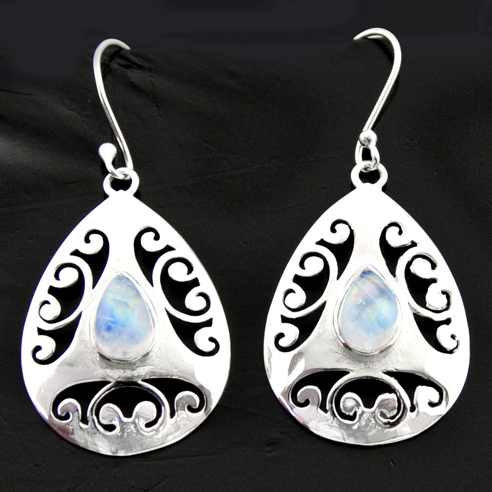 rainbow moonstone 925 sterling silver dangle earrings d40027