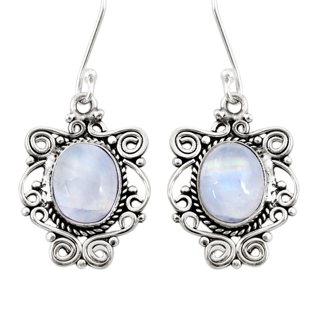 8.05cts natural rainbow moonstone 925 sterling silver dangle earrings d41020