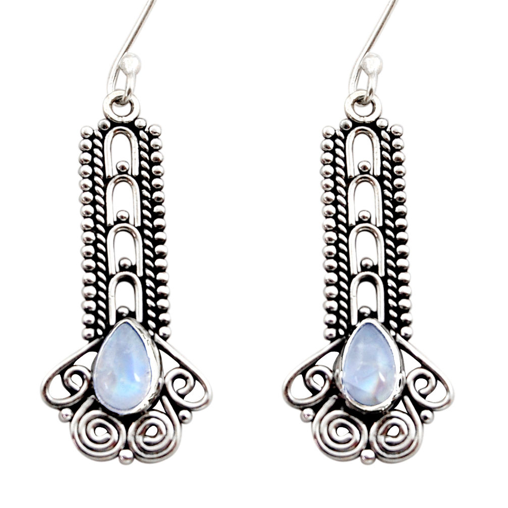 rainbow moonstone 925 sterling silver dangle earrings d41030