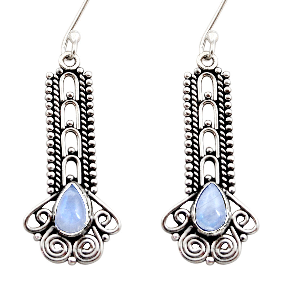 rainbow moonstone 925 sterling silver dangle earrings d41034