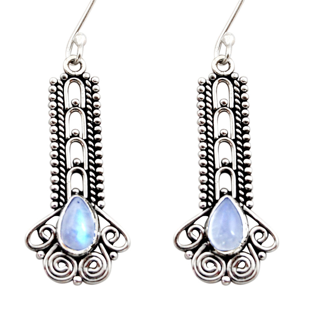 rainbow moonstone 925 sterling silver dangle earrings d41038