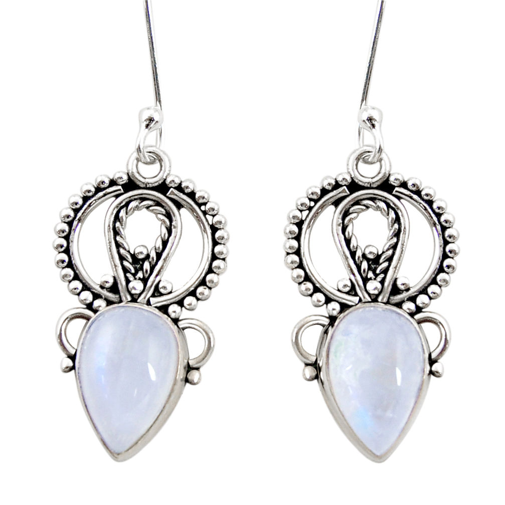 8.05cts natural rainbow moonstone 925 sterling silver dangle earrings d41061