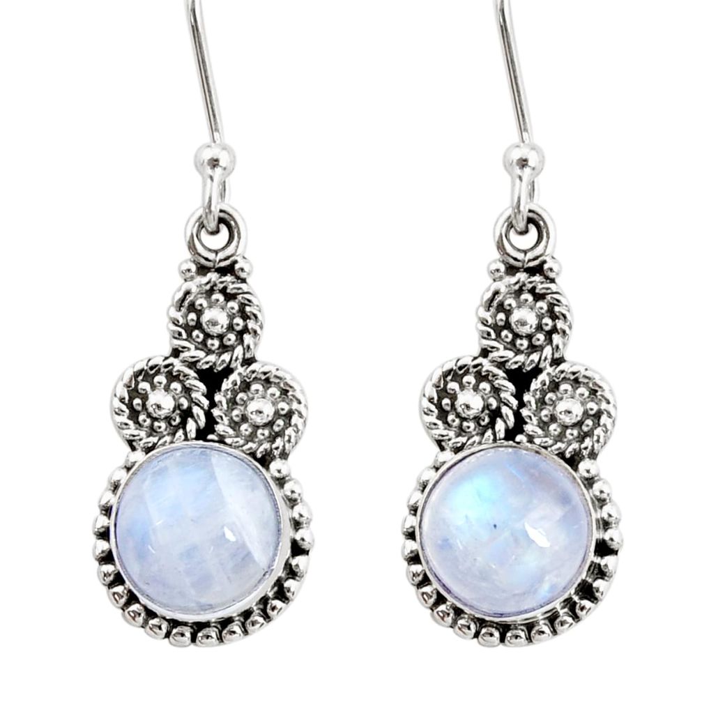 6.54cts natural rainbow moonstone 925 sterling silver dangle earrings d41066