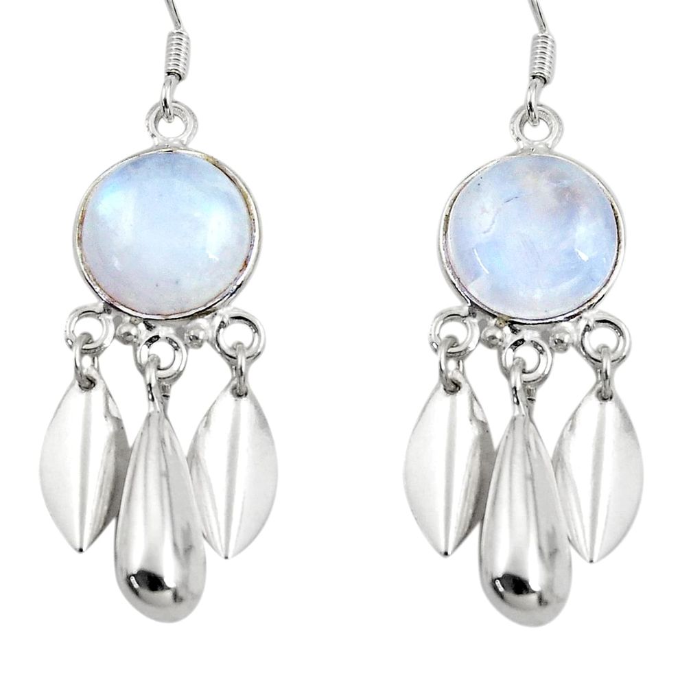 11.44cts natural rainbow moonstone 925 sterling silver dangle earrings d45746