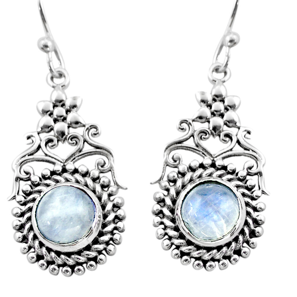 4.82cts natural rainbow moonstone 925 sterling silver dangle earrings d47012