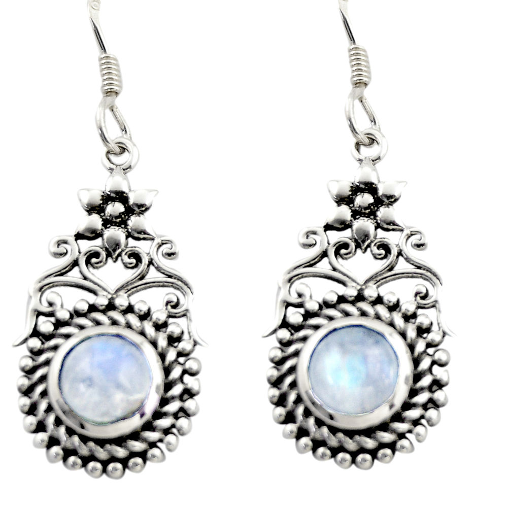 2.41cts natural rainbow moonstone 925 sterling silver dangle earrings d47019