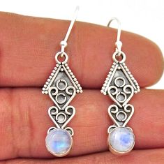 2.60cts natural rainbow moonstone 925 sterling silver dangle earrings n29028