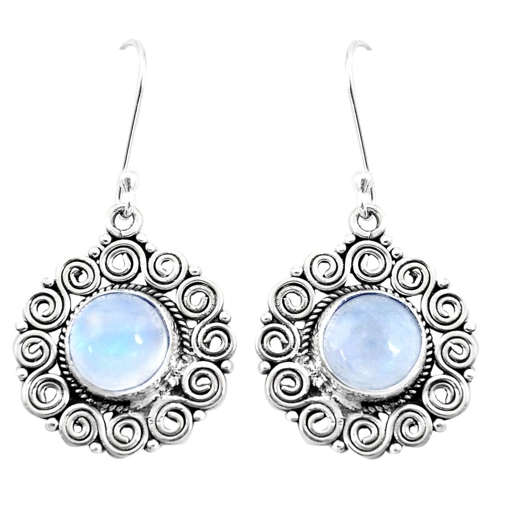 11.54cts natural rainbow moonstone 925 sterling silver dangle earrings p13453