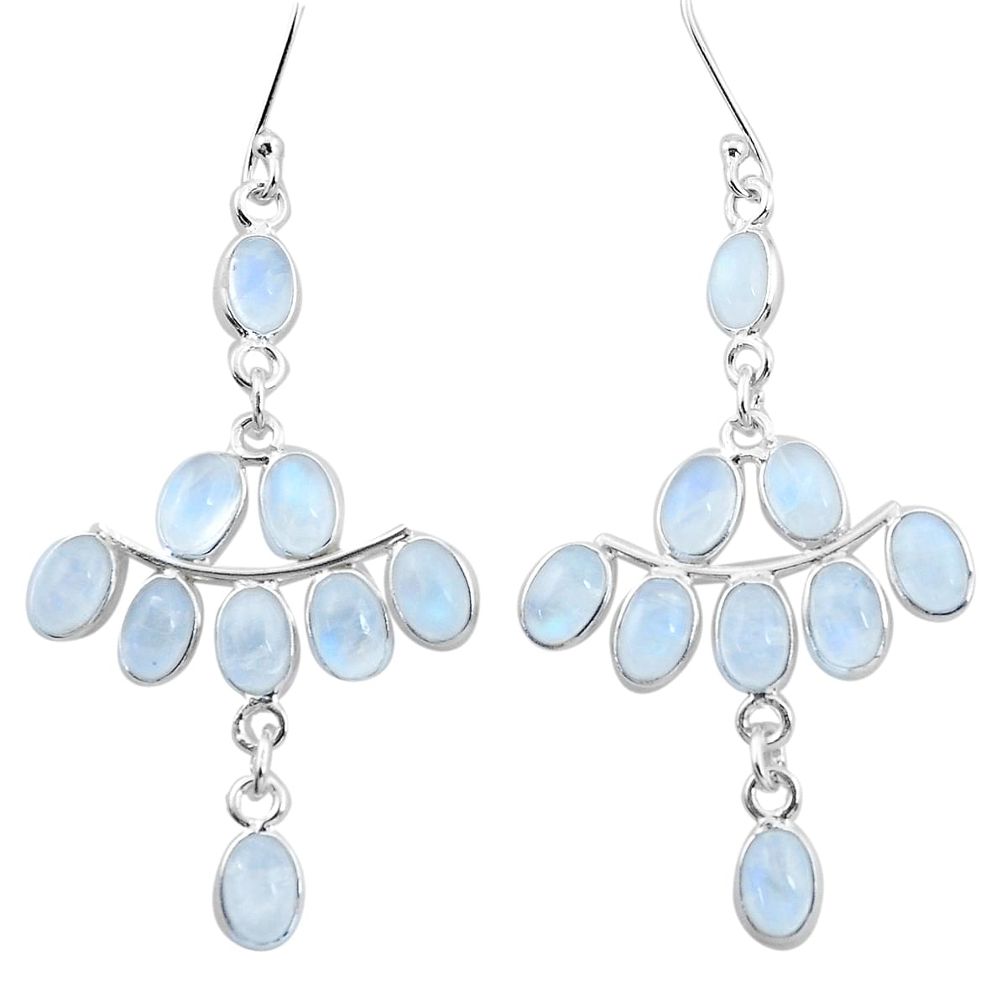 15.93cts natural rainbow moonstone 925 sterling silver dangle earrings p21957